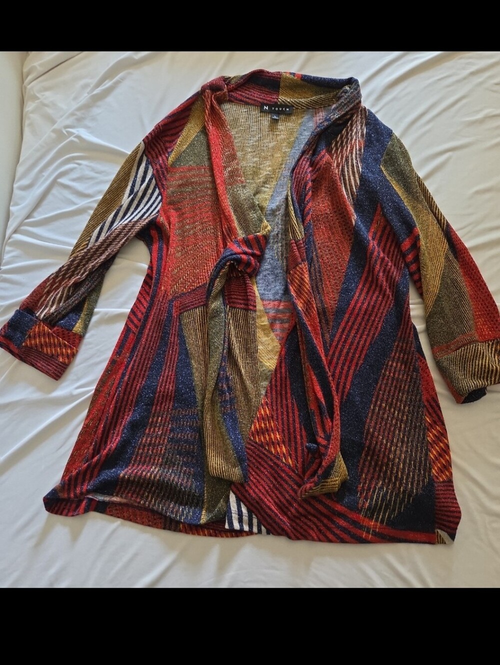 N touch Women's large red colorful cardigan sweater #JU6